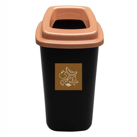 Abfallbehälter SORT, aus Kunststoff, Volumen 45 l, Farbe schwarz, Deckel braun