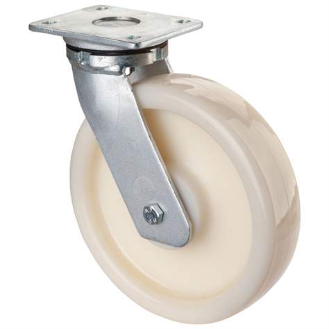 Transportní kolečko, otočné, kolo z bílého plastu, pr. 250 mm, nosnost 1500 kg