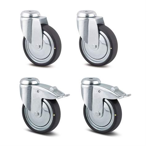 Fahrsatzt antistatisch (4 Lenkrollen, 2 davon mit Feststellern), Durchmesser 125 mm