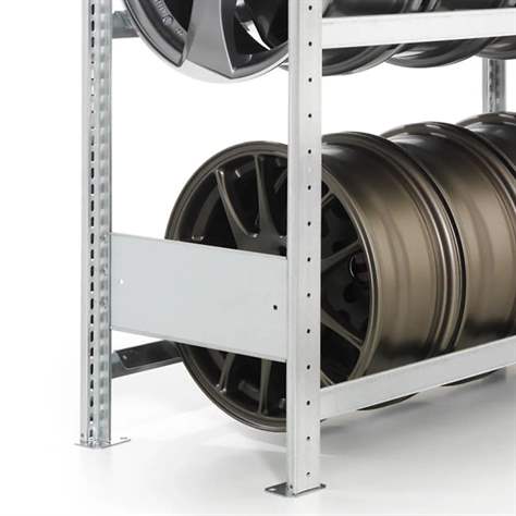 Reifenregal mit 3 Etagen, HxBxT: 2000 x 1000 x 400 mm, Etagen-Tragfähigkeit 150 kg, Grundregal - META Skladovací technika - Bild5