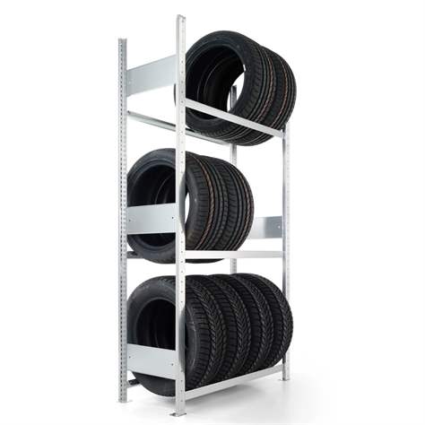 Reifenregal mit 3 Etagen, HxBxT: 2000 x 1000 x 400 mm, Etagen-Tragfähigkeit 150 kg, Grundregal - META Skladovací technika