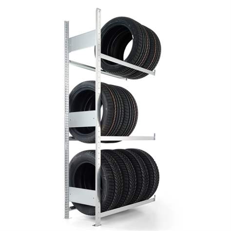 Reifenregal mit 3 Etagen, HxBxT: 2000 x 1000 x 400 mm, Etagen-Tragfähigkeit 150 kg, Anbauregal - META Skladovací technika