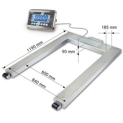 Palettenwaage asu Edelstahl, Type UXC, Wägebereich 0 - 600 kg, Ablesbarkeit: 0,2 kg - Kern + Sohn GmbH - Bild2