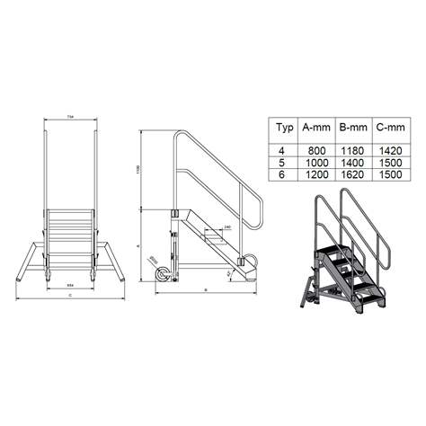 Outdoor-Plattformleiter aus Aluminium, 5 Alu-Stufen - Alve - Bild4