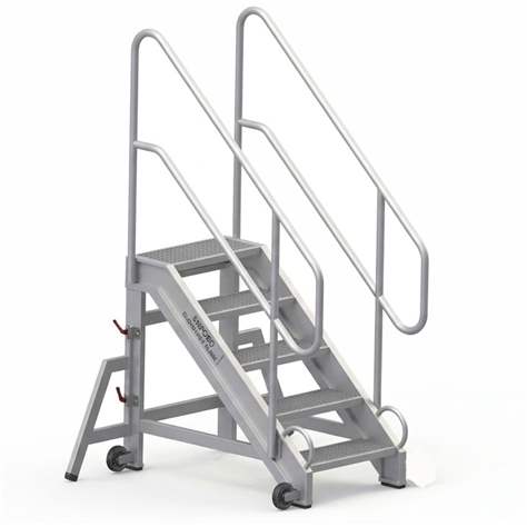 Outdoor-Plattformleiter aus Aluminium, 5 Alu-Stufen, seitlich verschiebbar - Alve