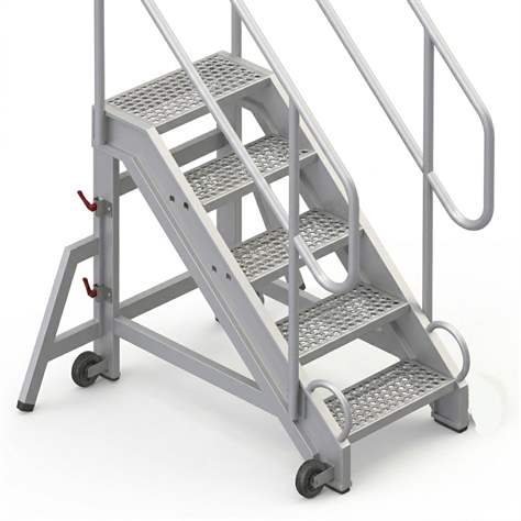 Outdoor-Plattformleiter aus Aluminium, 5 Alu-Stufen, seitlich verschiebbar - Alve - Bild2