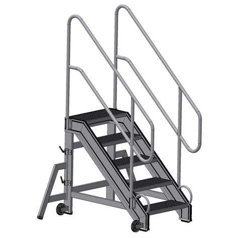 Outdoor-Plattformleiter aus Aluminium, 5 Alu-Stufen, seitlich verschiebbar - Alve - Bild3