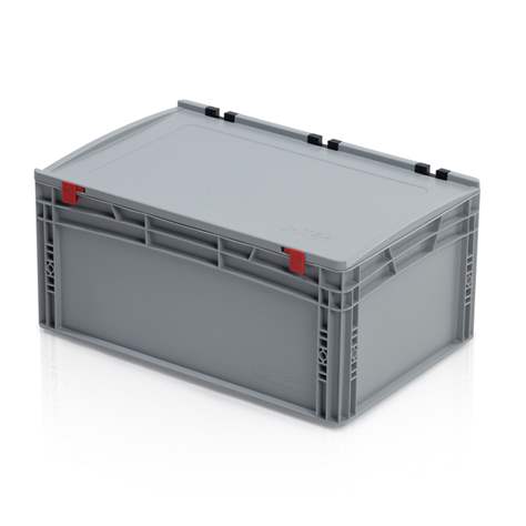 Eurobehälter mit Deckel, grau, 600 x 400 x 285 mm