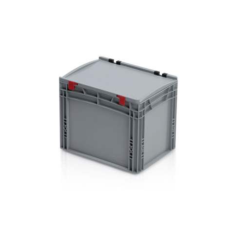 Eurobehälter mit Deckel, grau, 400 x 300 x 335 mm