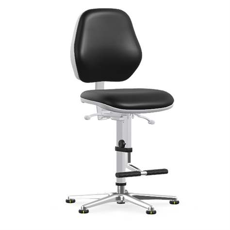 Reinraum-Arbeitsstuhl Cleanroom BASIC, antistatisch, mit Bodengleitern und Fußstütze - BIMOS