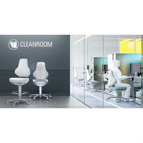Reinraum-Arbeitsstuhl Cleanroom TEXON, antistatisch, mit Fußstütze und STOP & GO Rollen - BIMOS - Bild4