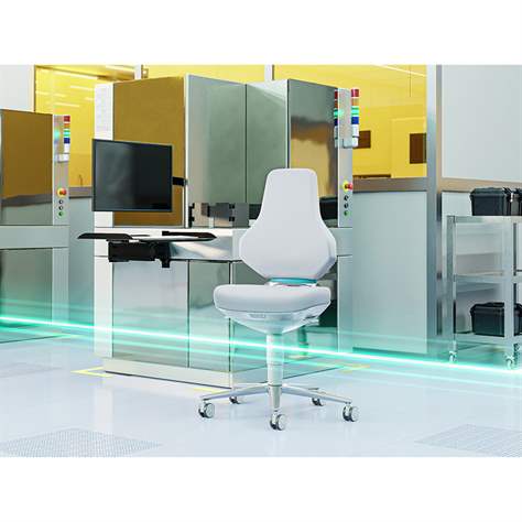 Reinraum-Arbeitsstuhl Cleanroom TEXON, antistatisch, mit Fußstütze und STOP & GO Rollen - BIMOS - Bild5