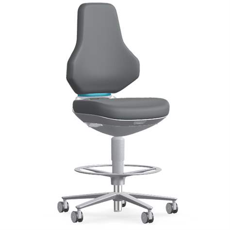 Reinraum-Arbeitsstuhl Cleanroom TEXON, antistatisch, mit Fußstütze und STOP & GO Rollen - BIMOS