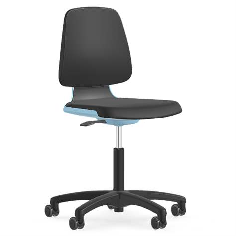 Pracovná stolička pre čisté priestory LABSIT, na kolieskach, modrá/čierna - BIMOS