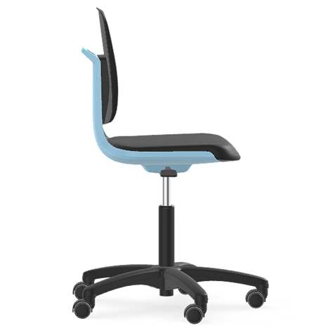 Pracovná stolička pre čisté priestory LABSIT, na kolieskach, modrá/čierna - BIMOS - obrázok3