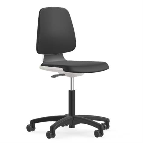 Pracovná stolička pre čisté priestory LABSIT, na kolieskach, biela/čierna - BIMOS