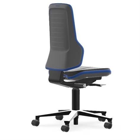 Pracovná stolička pre laboratóriá a dielne NEON LABORATORY, čierna/modrá - BIMOS - obrázok3