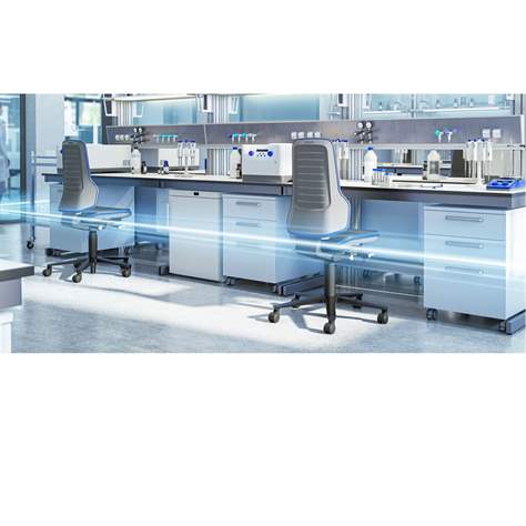 Pracovná stolička pre laboratóriá a dielne NEON LABORATORY, čierna/modrá - BIMOS - obrázok9
