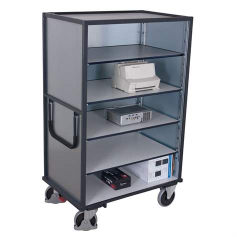 Cărucior ESD cu polițe tip dulap VARIOficu uși batante, 5 etaje, pereți din tablă de oțel zincată, 1045 x 685 mm - Cordes - imagine6