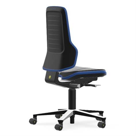 Antistatischer Arbeitsstuhl ESD NEON, Skintec-Bezug, schwarz/blau - BIMOS - Bild2