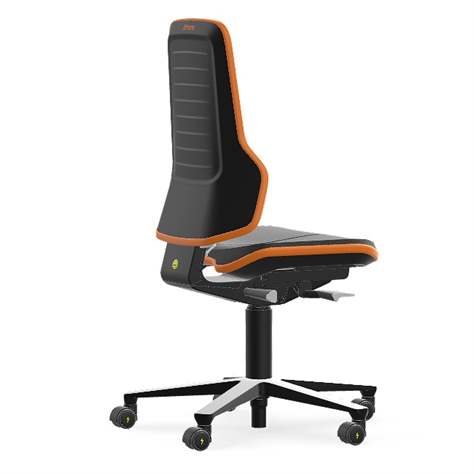 Antistatischer Arbeitsstuhl ESD NEON, Skintec-Bezug, schwarz/orange - BIMOS - Bild2