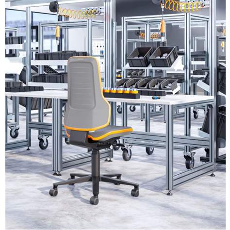 Antistatischer Arbeitsstuhl ESD NEON, Skintec-Bezug, schwarz/orange - BIMOS - Bild4
