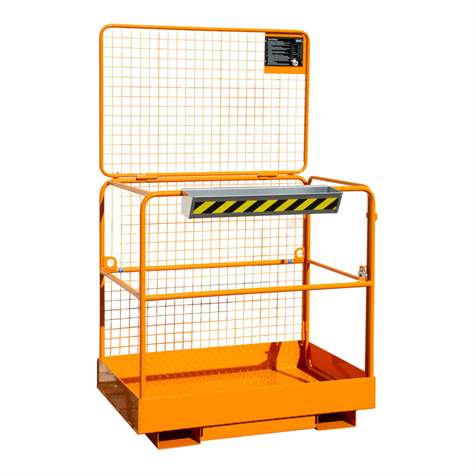 Cușcă de siguranță stivuitor 800 x1200 mm, capacitatea de încărcare 300 kg, portocalie RAL2000 - Bauer GmbH