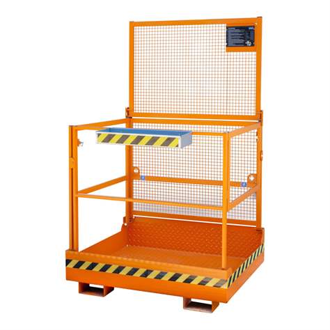 Skládací pracovní plošina 1000 x 1200 mm pro vysokozdvižný vozík, nosnost 300 kg, oranžová RAL2000 - Bauer GmbH
