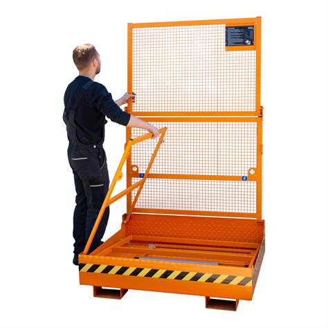 Skládací pracovní plošina 1000 x 1200 mm pro vysokozdvižný vozík, nosnost 300 kg, oranžová RAL2000 - Bauer GmbH - obrázek4