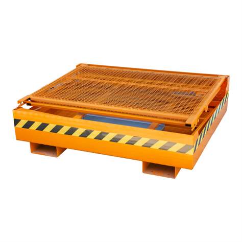 Skládací pracovní plošina 1000 x 1200 mm pro vysokozdvižný vozík, nosnost 300 kg, oranžová RAL2000 - Bauer GmbH - obrázek5