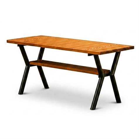Stůl Gent, ocelová trubková konstrukce, dřevo odstín teak, 1700x650 mm