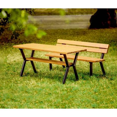 Stůl Gent, ocelová trubková konstrukce, dřevo odstín teak, 1700x650 mm - obrázek2