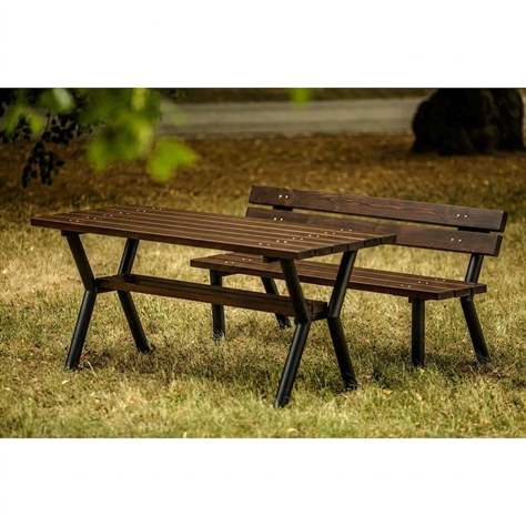 Stůl Gent, ocelová trubková konstrukce, dřevo odstín palisandr, 1700x650 mm - obrázek2
