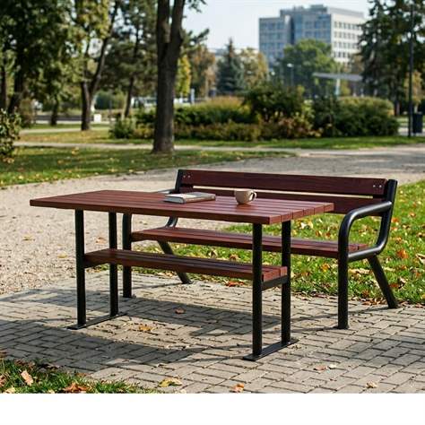 Stůl Boston, ocelová trubková konstrukce, dřevo odstín palisandr, 1700x650 mm - obrázek2