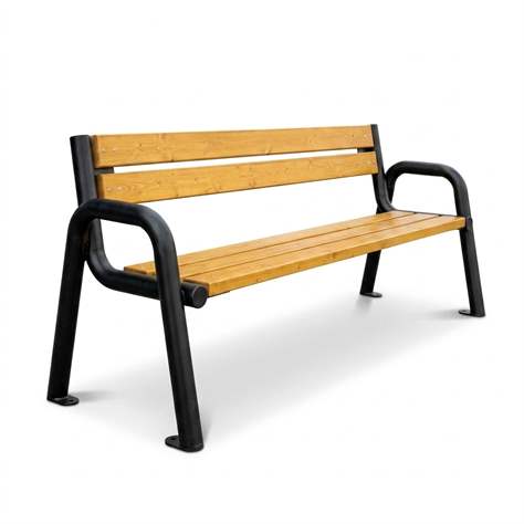 Parková lavice Porto, ocelová trubková konstrukce, dřevo odstín teak, délka 1,98 m