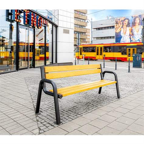 Parková lavice Porto, ocelová trubková konstrukce, dřevo odstín teak, délka 1,98 m - obrázek2