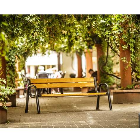Parková lavice Porto, ocelová trubková konstrukce, dřevo odstín teak, délka 1,98 m - obrázek4