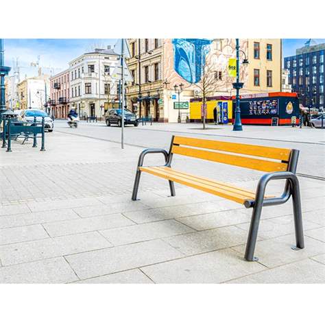 Parková lavice Porto, ocelová trubková konstrukce, dřevo odstín teak, délka 1,98 m - obrázek5