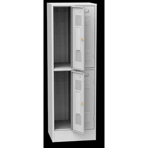 Svařovaná šatní skříň, dělená, 2 x 2 schránky, šířka 600 mm, barva dveří šedá RAL7035, standardní větrací žaluzie - Kovos Verneřice - obrázek2