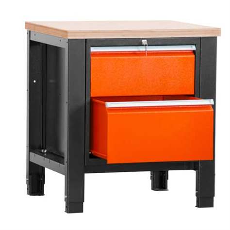 Banc masă de atelier TECHNO, modul unic lățime 800 mm, 2 sertare, culoare antracit RAL7016/portocaliu RAL2004 - Malow - imagine2