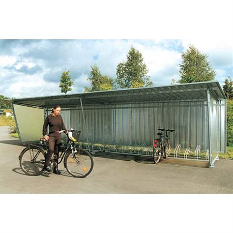 Acoperitoare pentru biciclete, pe o parte S17, 2975 x 2330 mm, acoperiș din tablă trapezoidală, modul de bază - WSM - Walter Solbach Metallbau GmbH - imagine5