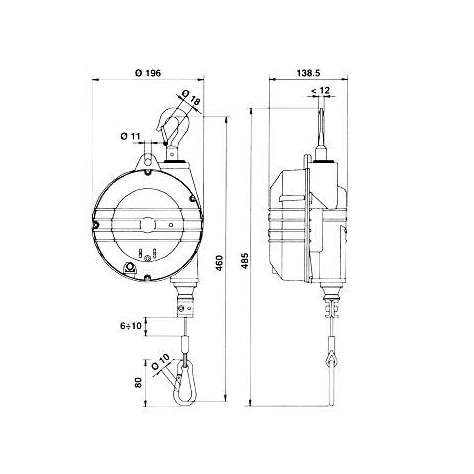 Balancer Tecna 9357, Tragfähigkeit 14 - 18 kg, Edelstahlseil mit Karabinerhaken, Länge 2000 mm - Bild2