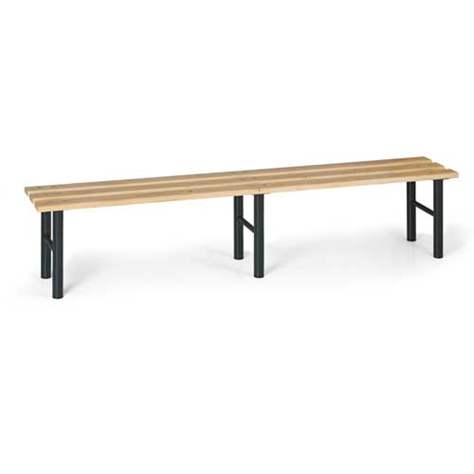 Garderobenbank, Sitzfläche aus Fichtenholzlatten, Stahlkonstruktion anthrazit, Länge 2,0 m