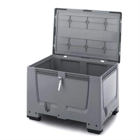 BigBox aus Polyethylen, mit Deckel und Verschluss-Sets, Vollwand, 1200x800x790 mm, mit Füßen - Bild3