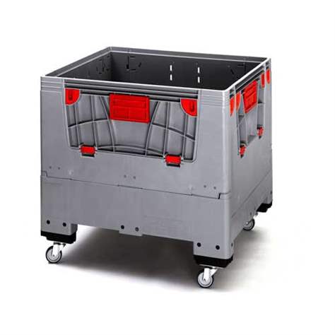 BigBox klappbar aus Polyethylen, mit Eingriffsklappen, 1200 x 800 x 1000 mm, mit Rädern