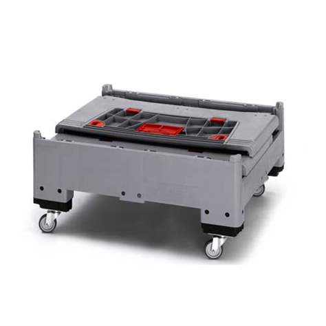 BigBox klappbar aus Polyethylen, mit Eingriffsklappen, 1200 x 800 x 1000 mm, mit Rädern - Bild3
