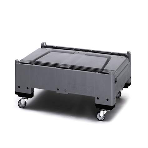 BigBox klappbar aus Polyethylen, Vollwand, 1200 x 800 x 1000 mm, mit Rädern - Bild2