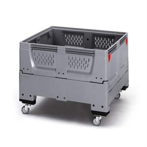 BigBox klappbar aus Polyethylen, mit Lüftungsschlitzen, 1200 x 1000 x 790 mm, mit Rädern