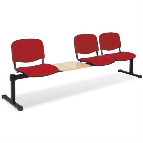 Sitzbank ISO 3 Sitze mit Ablagestisch, Länge 2345 mm, Sitz gepolstert, Farbe rot, Gestell schwarz - Nowy Styl Group - Bild2