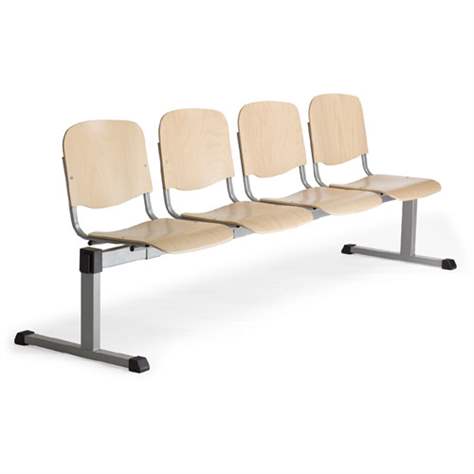 Sitzbank ISO 2 Sitze, Länge 1215 mm, Sperrholzsitz, Farbe Buche, Gestell Aluminium-Farbe - Nowy Styl Group - Bild5